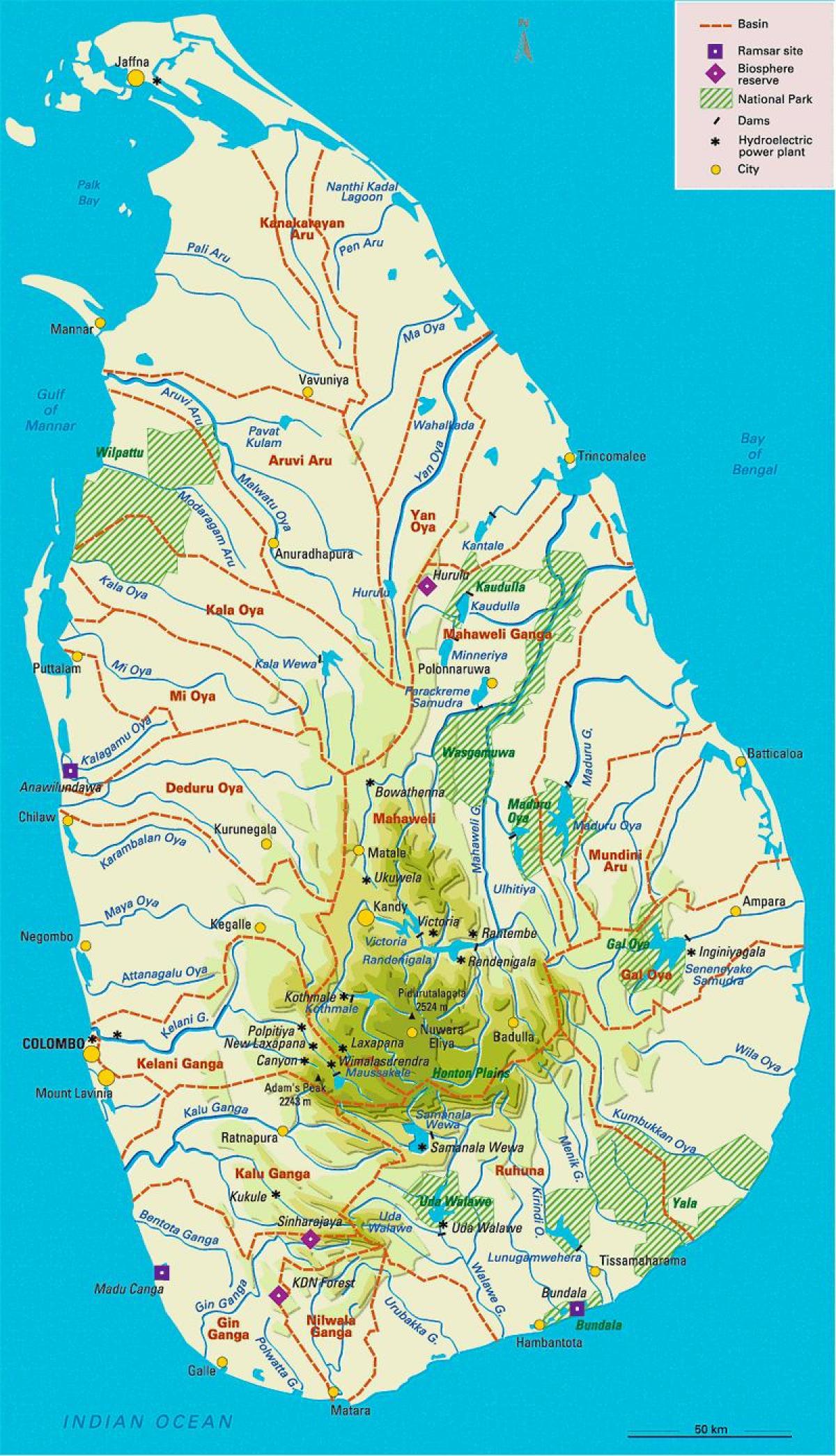 શ્રીલંકાના નદીઓ નકશો તમિલ