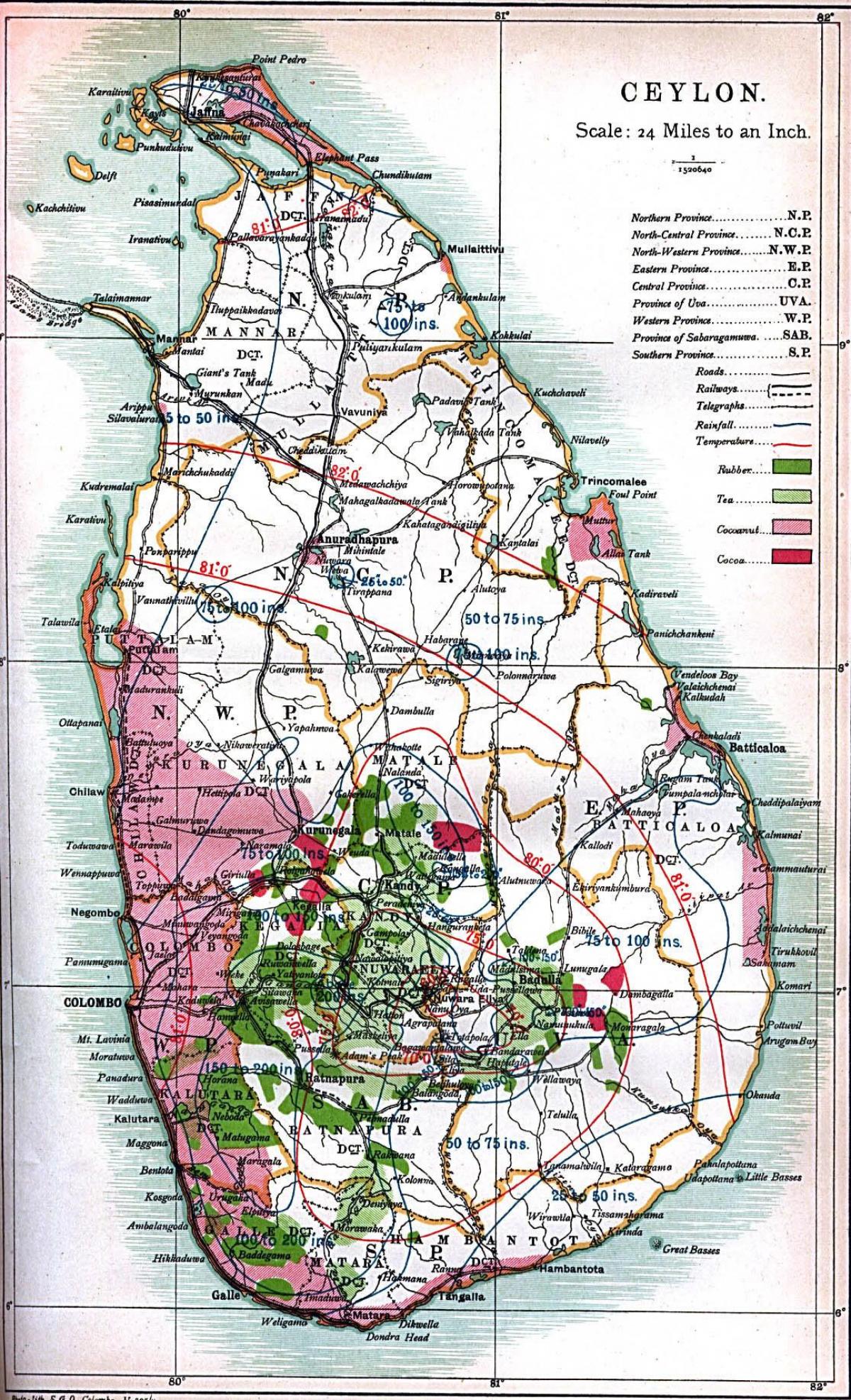 નકશો સિલોન શ્રિલંકા