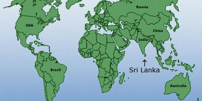 વિશ્વ નકશો દર્શાવે છે શ્રીલંકા