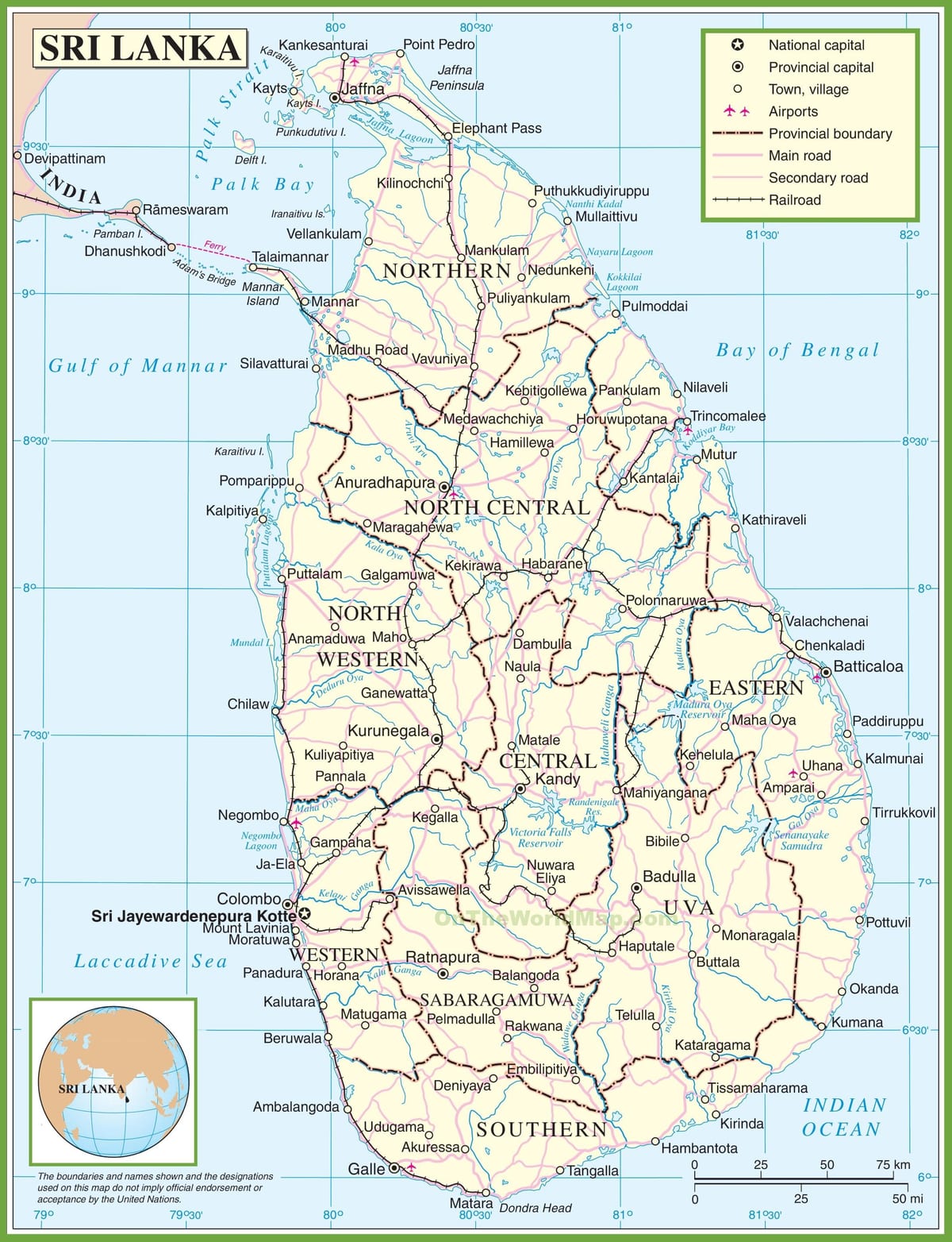 એક નકશો શ્રિલંકા