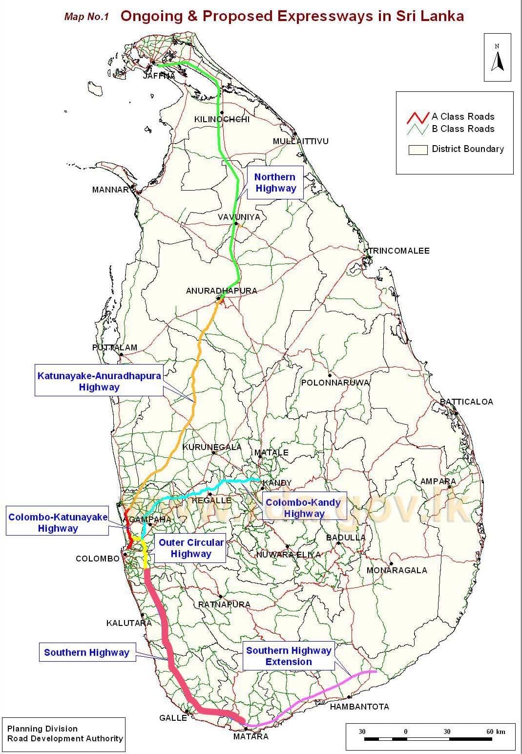 નકશો શ્રીલંકા એક્સપ્રેસવે