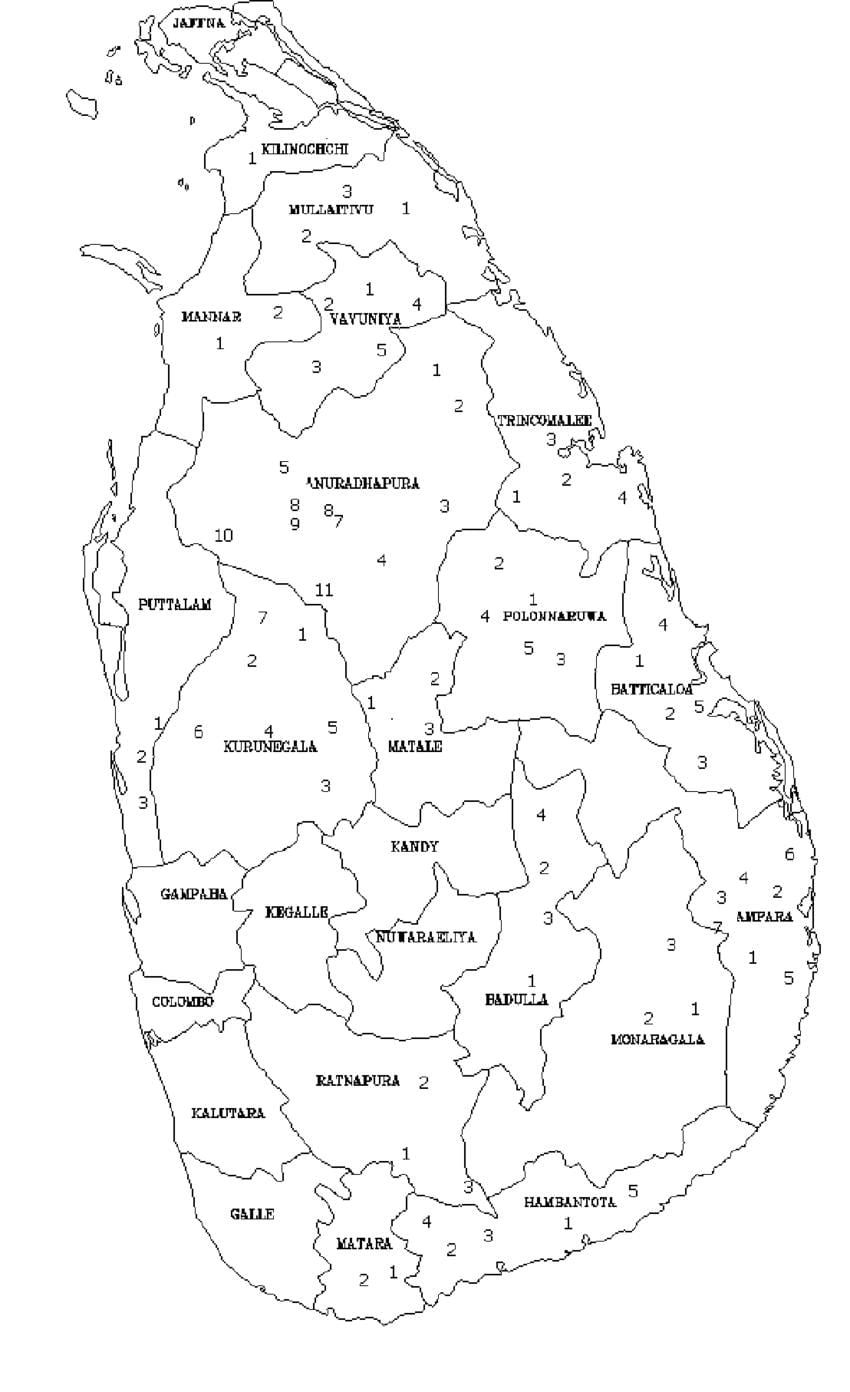 નકશો શ્રીલંકા નકશો કાળા અને સફેદ
