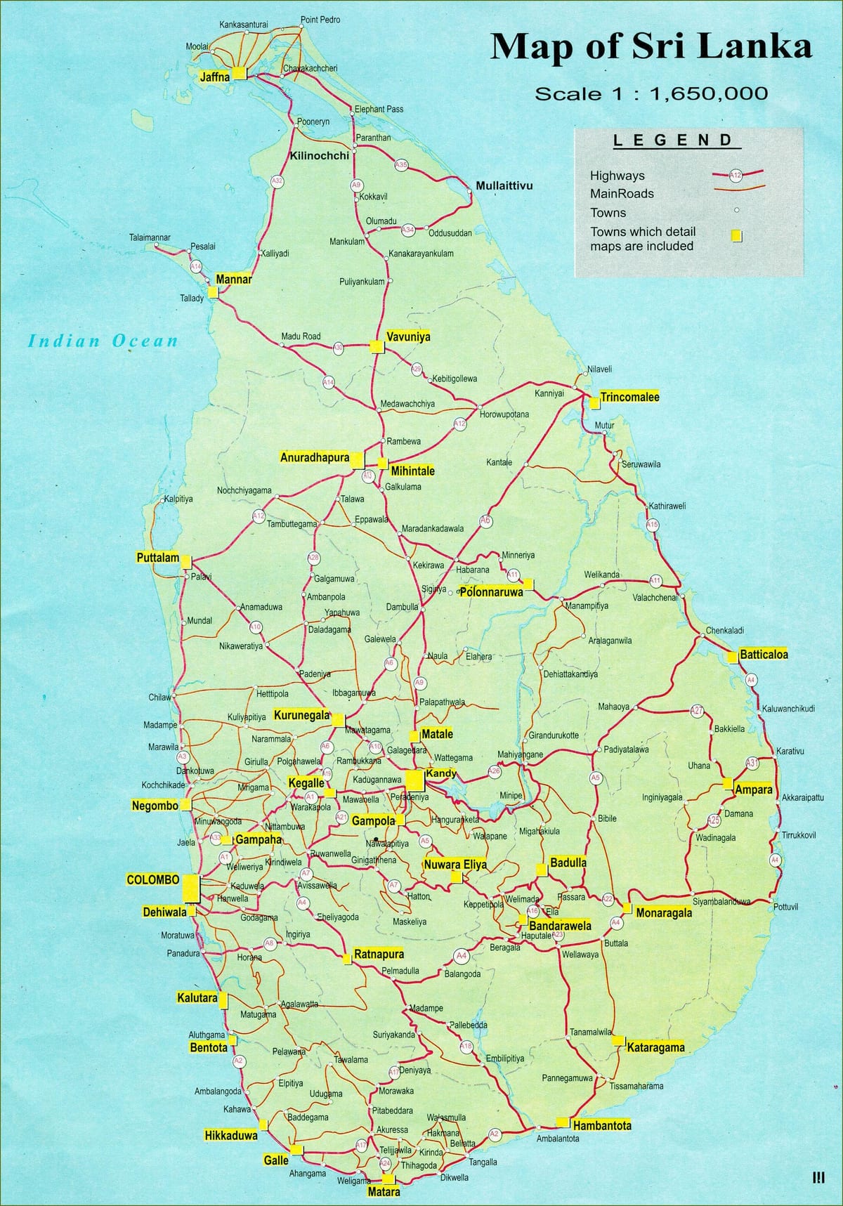 નકશો શ્રીલંકા નકશો સાથે અંતર