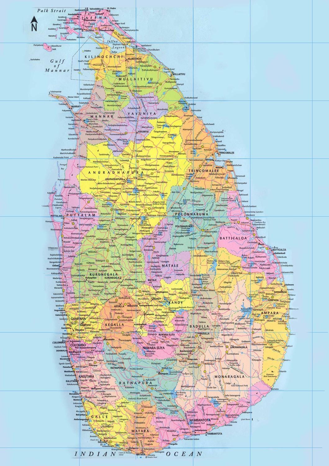 શ્રીલંકા માર્ગ નકશો અંતર કિ. મી.