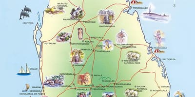 પ્રવાસી આકર્ષણો શ્રીલંકા નકશો