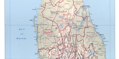 નકશો શ્રીલંકા સાથે શહેરો