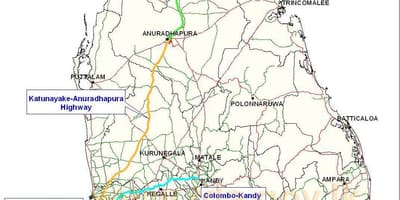 નવા હાઇવે નકશો માં શ્રિલંકા